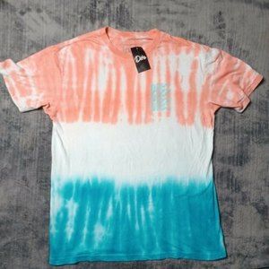 Men's T-Shirt Dibs Tie Dye Size Large Pink White Blue Logo On Front And Back
